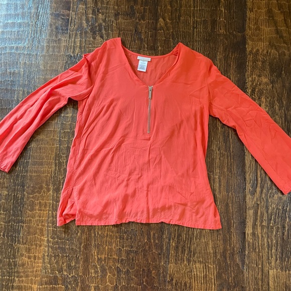 Michael Kors Tops | Michael Kors Coral Zipper Blouse - Picture 3 of 15